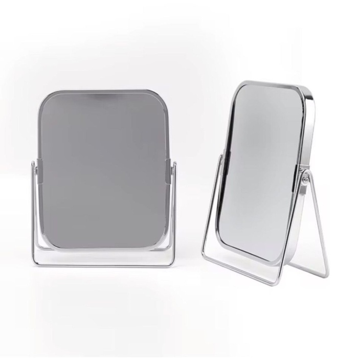 ® Yeni Ürün Gümüş Renk Ayarlanabilir KARE Metal Ayaklı Masa Üstü Makyaj Aynası